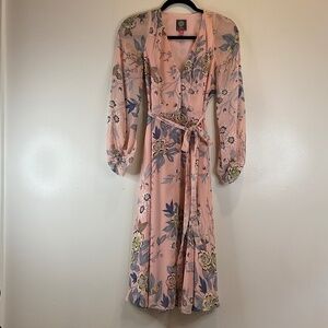 Vince Camuto Long Sleeve Floral Chiffon Dress Sz 0
